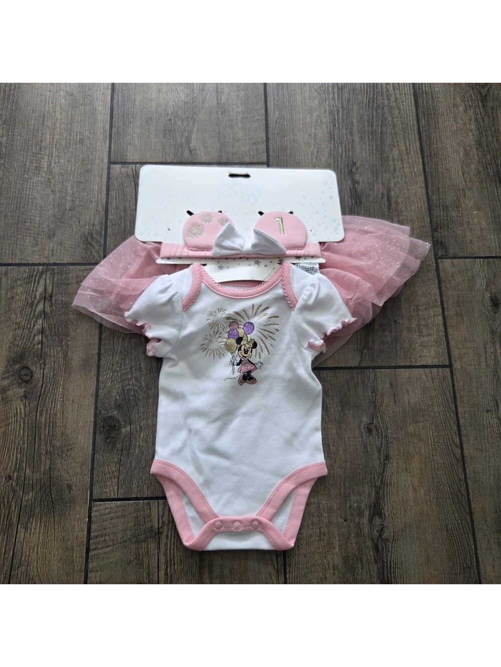 Disney Baby Girl One Year Birthday Outfit Tutu Headband Minnie